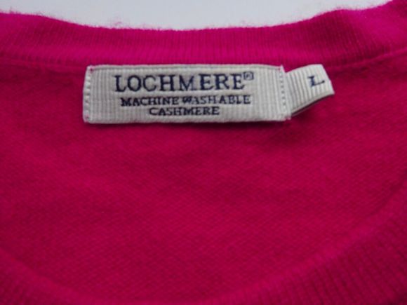 Cashmere cardigan L Lochmere EWM bright magenta pink crew neck long sleeved knit - Picture 12 of 16